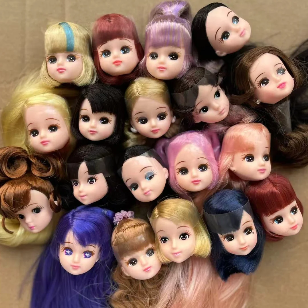 

MINISO Licca Colofurl Hair Doll Heads 1/6 Licca Black Gold Brown Bobo Hair DIY Doll Figures Girls Toy Collectible Gifts