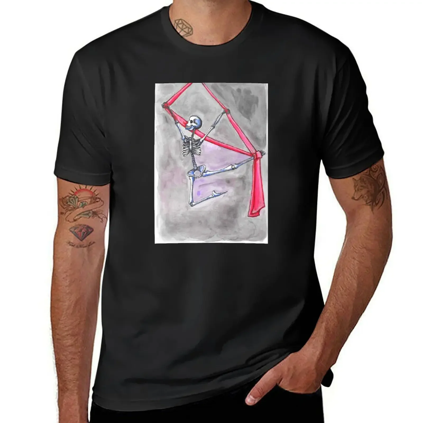 Aerial Silks Skeleton T-Shirt Aesthetic clothing heavyweights customs men clothing