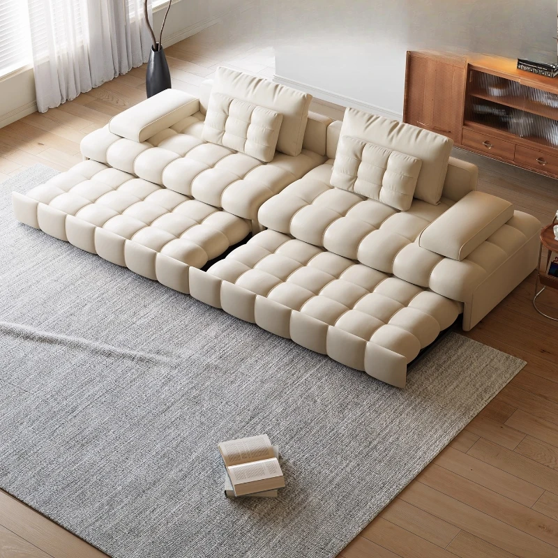 

Straight row functional sofa bed Cream wind living room foldable retractable sofa bed integrated dual-purpose