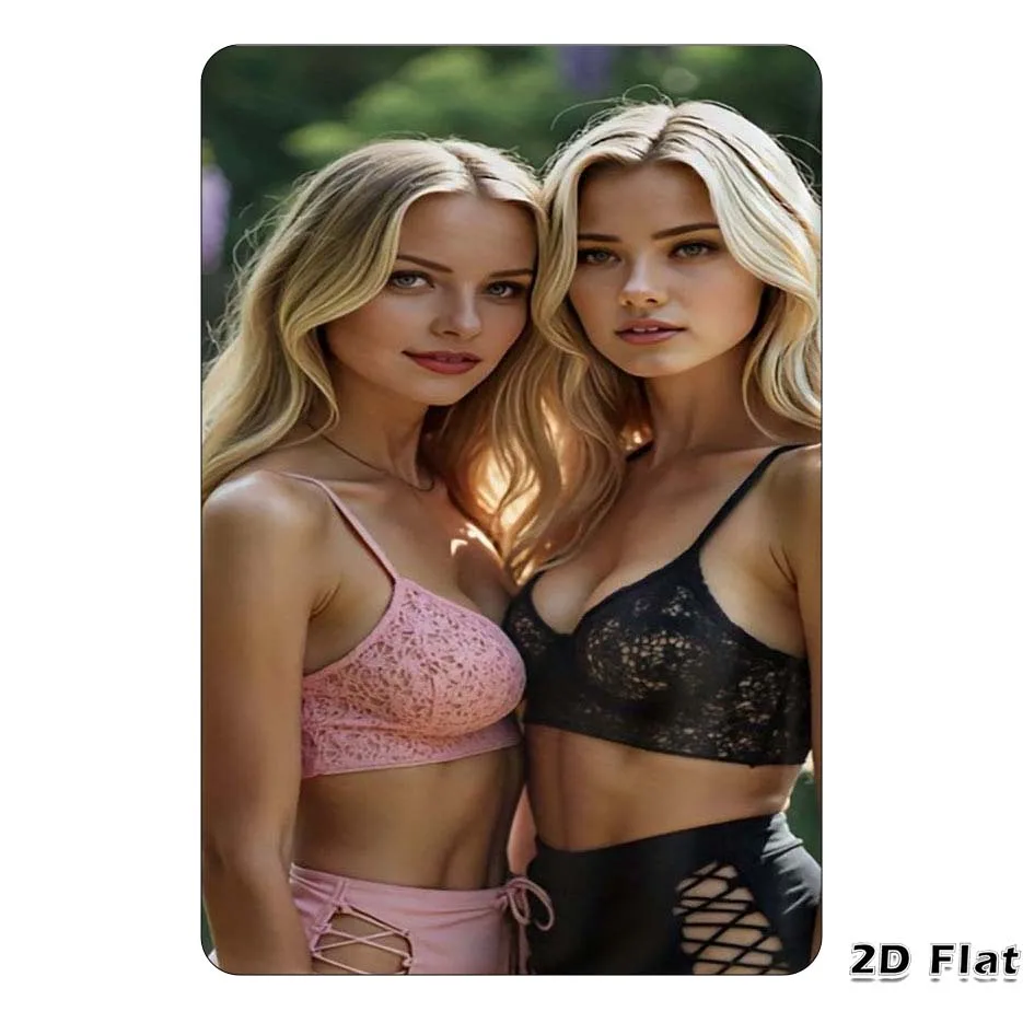 2 Gorgeous Blondes in Lace Lingerie Metal Tin Sign - Sensual Wall Decor Plaque for Room