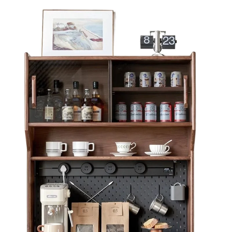 

North American black walnut ultra-narrow dining side cabinet solid wood locker small apartment