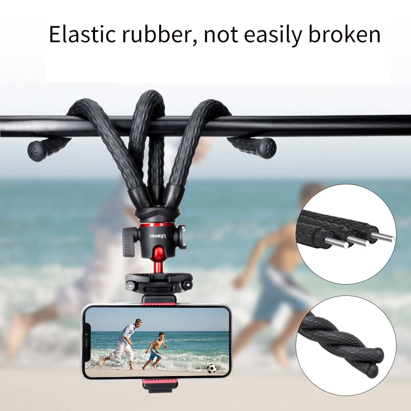 Ulanzi MT-33 Flexibele Octopus Statief Monopod Mount Ballhead Met Sider Koude Schoen 1/4 ''Schroef Telefoon Houder 2 In 1 ontwerp Statief