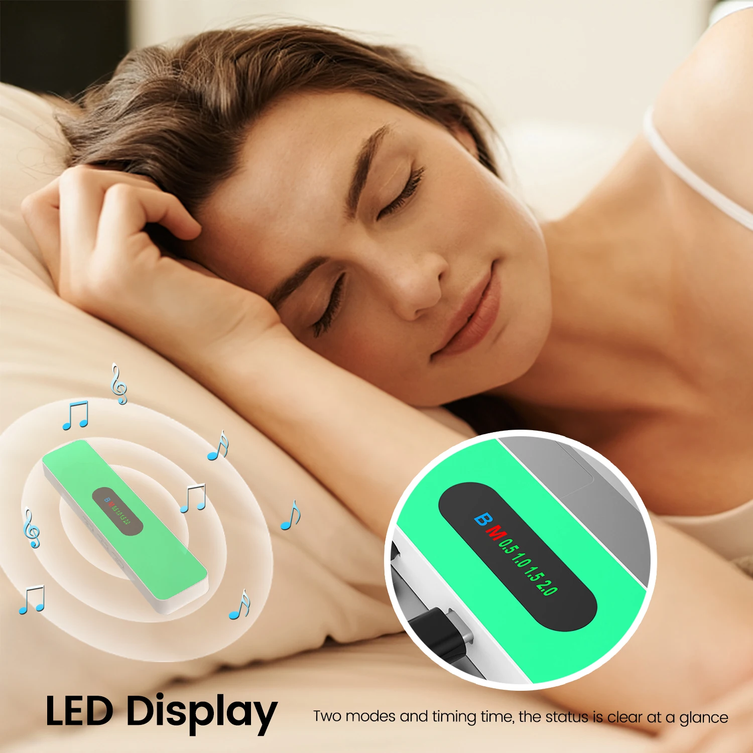 Under Pillow Bone Conduction Speaker Mini Bluetooth 5.3 Sleep Aid Music Box with LED Display Support TF Card Play Timed Shutdow