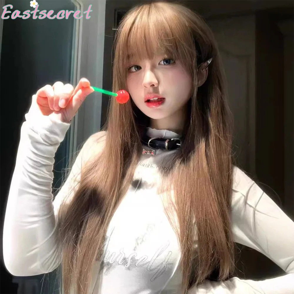 

EASTSECRET White Long Straight Synthetic Wigs for Women Colorful Cosplay Party Fake Hair with Bangs White Wig HighTemperature