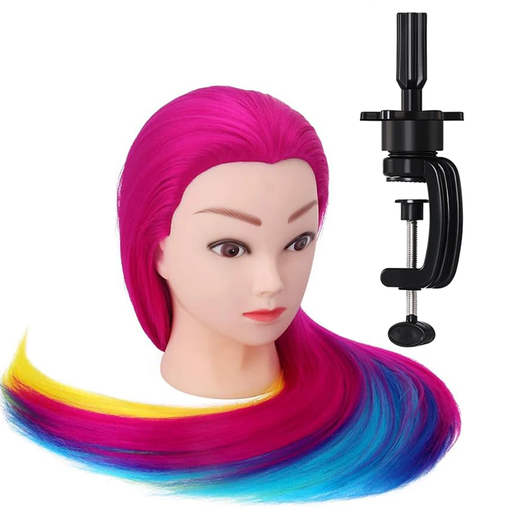 

Colorful Mannequin Head for Hair Training Hairdresser Styling Braiding Mannequin Hair Dolls Head with Table Stand
