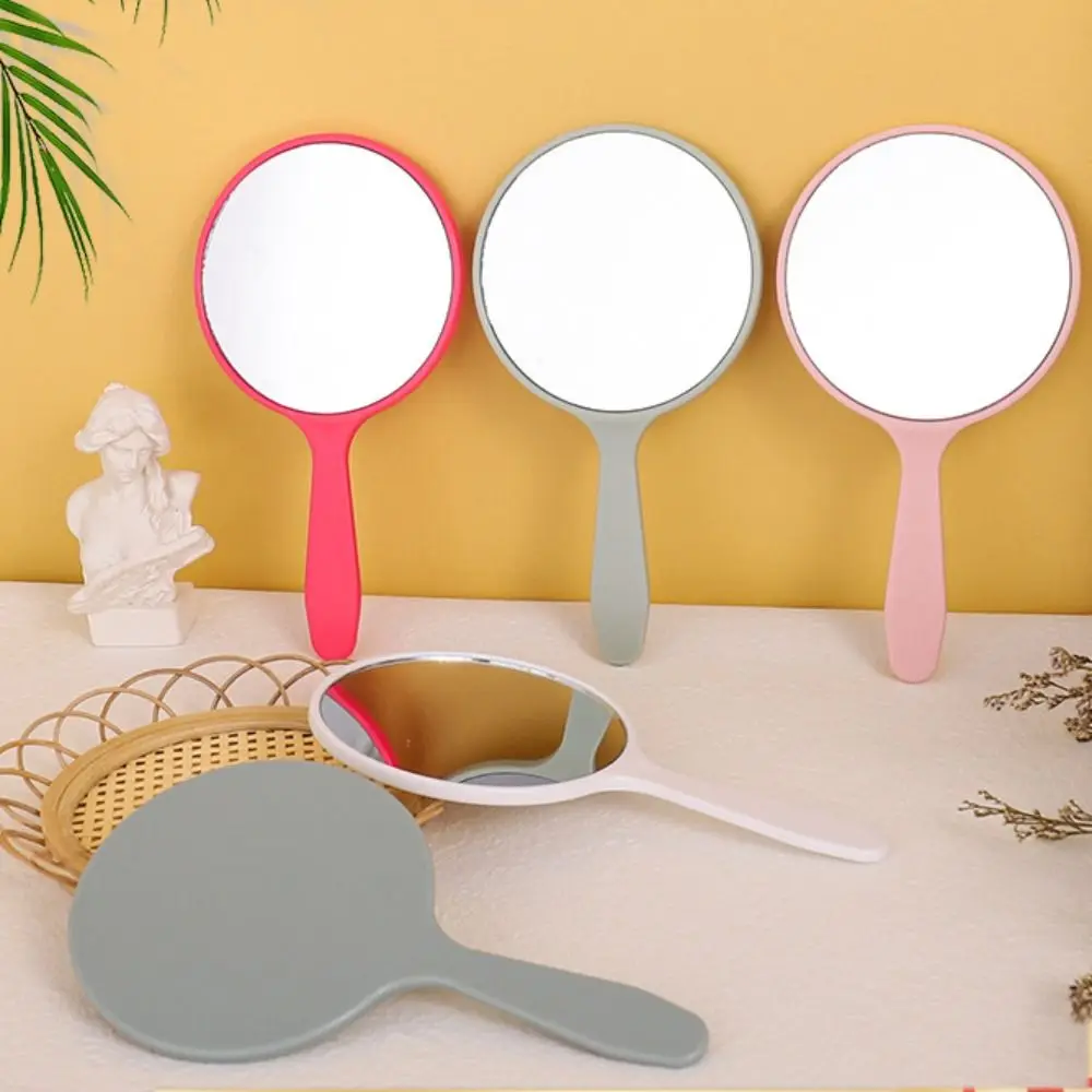 Creative Small Round Handheld Mirror With Handle Anti-fall Makeup Mirror Hand Compact Mirror for Women Home Decor