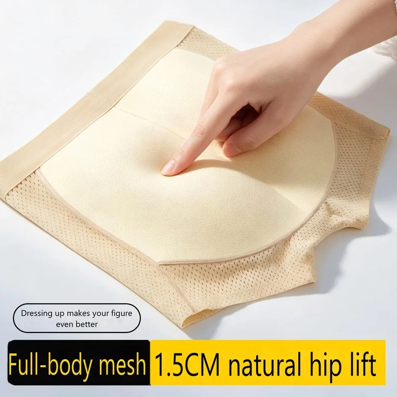Men Padded Boxer Underwear Sexy Butt Lifter Enhancer Breathable Mesh Push Up Hip Shaping Trunk Shorts Male Underpants