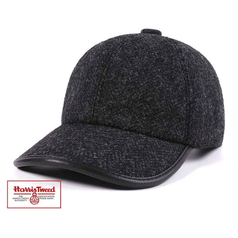 Harris Tweed 100% Pure Wool Sheepskin Genuine Tweed British Imported Men Duckbill Beret Octagonal Cap Middle Aged Elderly