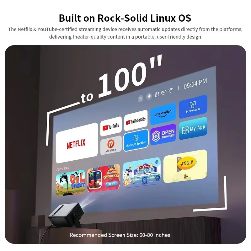 A32D Full HD 1080P Mini Projector Portable Auto Keystone LCD Electronic Focus for Home Theater & Netflix System