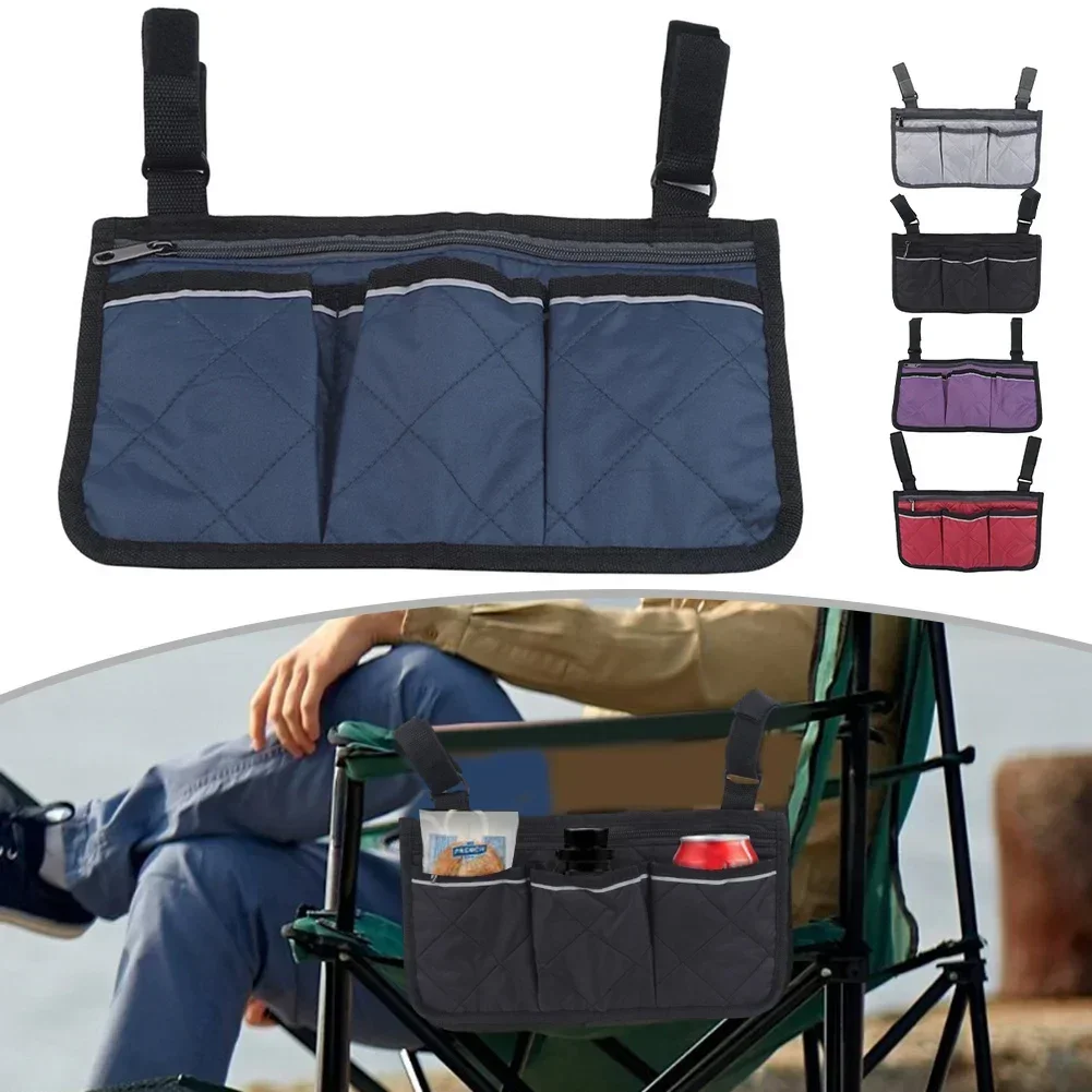 

Outdoor Chair Armrest Hanging Bag Camping Chair Side Tools Storage Pouch Resealable Food Packaging Organizer Multiple Pockets