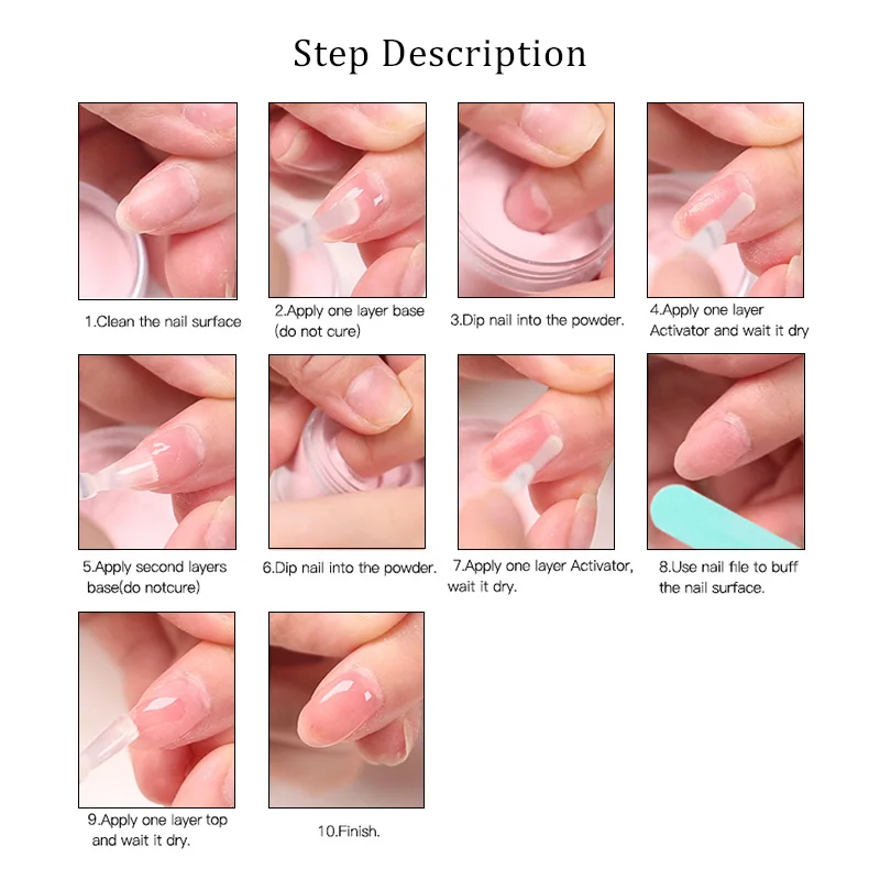 FSIXCL 누드 안료 네일 아크릴 파우더 세트, 딥 파우더, 연장 조각 손톱 전문 매니큐어 재료, 10 색