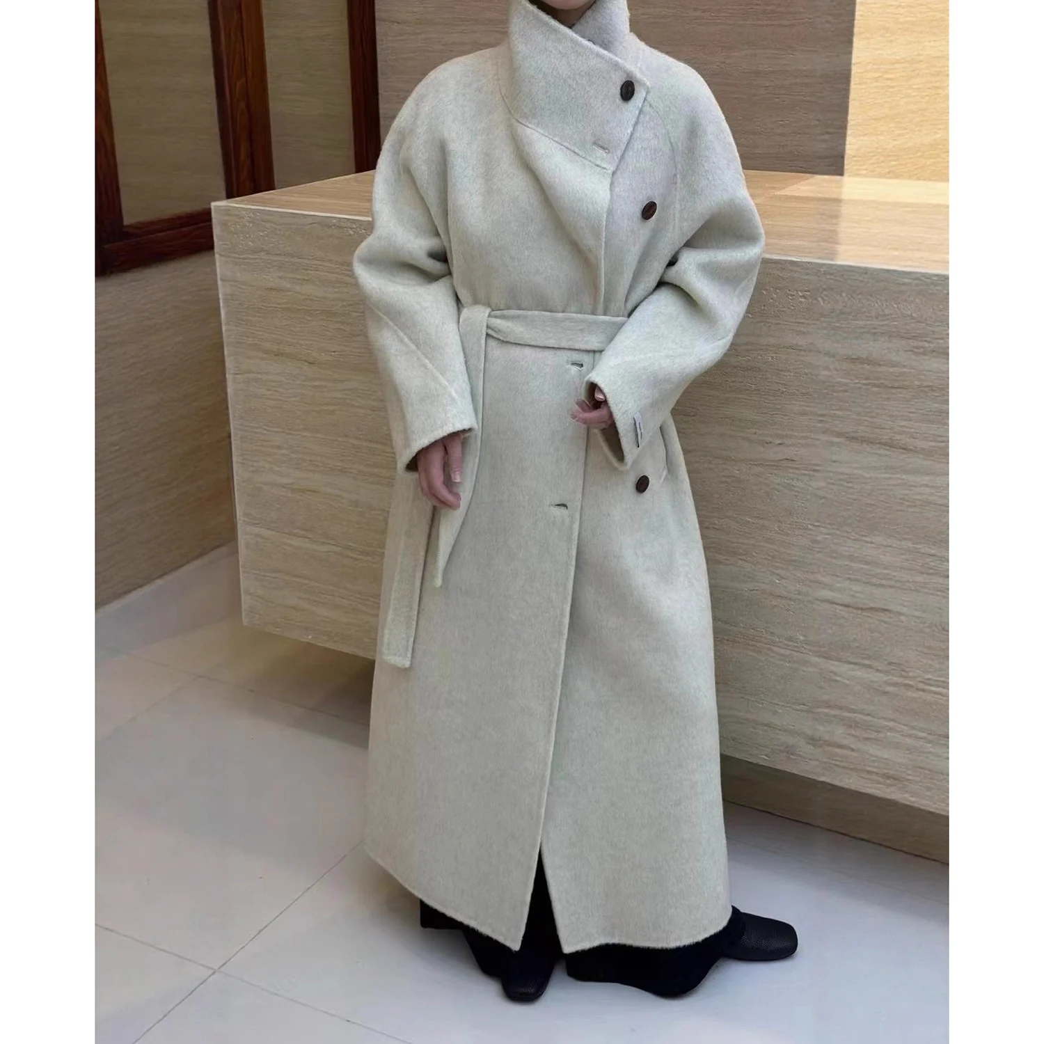 Allingentle Luxury Women's Long Blazer Woolen Single-Breasted Jacket for Cocktail Party Daily Casual Outfits Customize