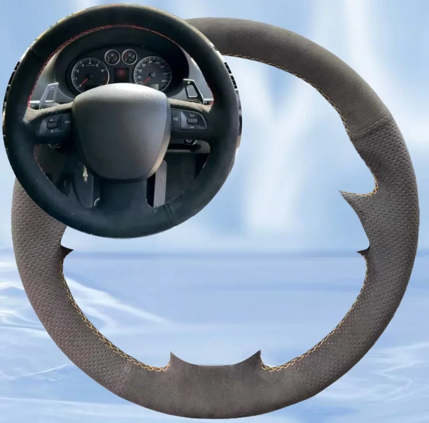 

For Audi A3 8P Sportback A4 B8 Avant A5 8T A6 C6 A8 D3 Q7 8R Q5 4L S4 S3 Hand Sew Suede Car Steering Wheel Cover Car Accessories