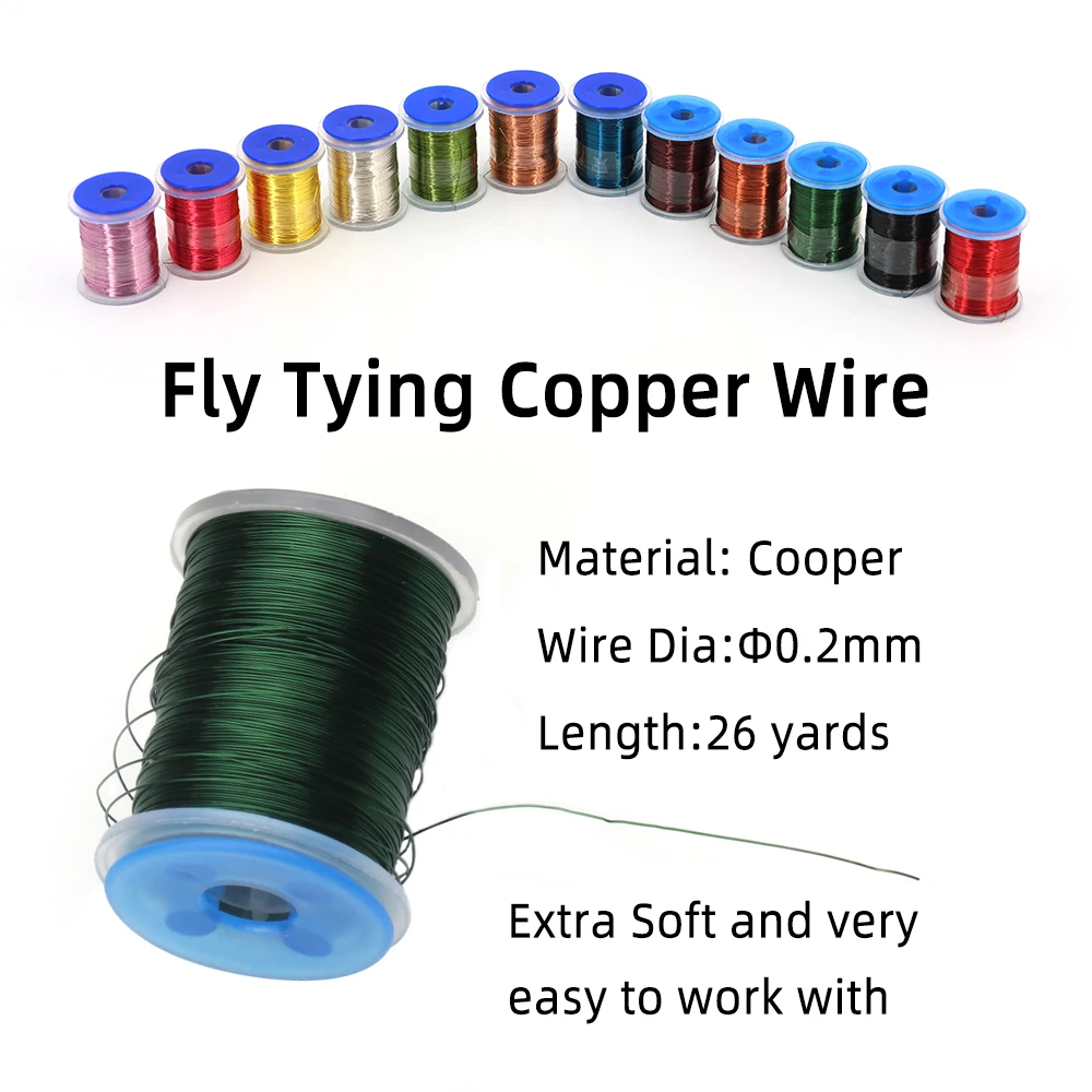 0,2mm Kupferdraht Fliegenbinden Metallfaden Ultrafeiner Draht für Copper John Midge Larven Segmentierte Körperrippen Fliegenbindematerial – Detail 2