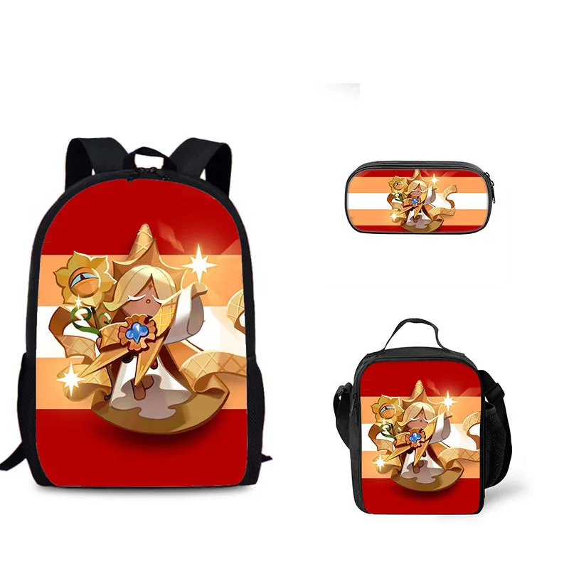 Keksspiel Studentenrucksack dreiteiliges Set Shadow Milk Cookie peripherer Kinderrucksack Essensbeutel Federmäppchen-Set