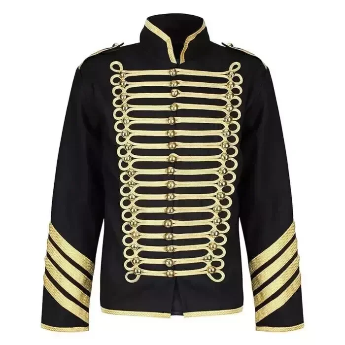 

Men's Historical Black And Gold Hussar Jacket Napoleonic Tunic Pelisse Jimi Hendrix Nobleman Military Uniform Coat