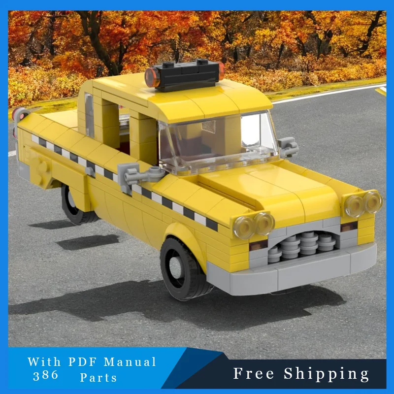 386 قطعة MOC الأفلام الشهيرة ريترو كول تاكسي نموذج الإبداعية اللبنات مجموعات مركبة الطوب الأطفال للبنين هدايا عيد الميلاد