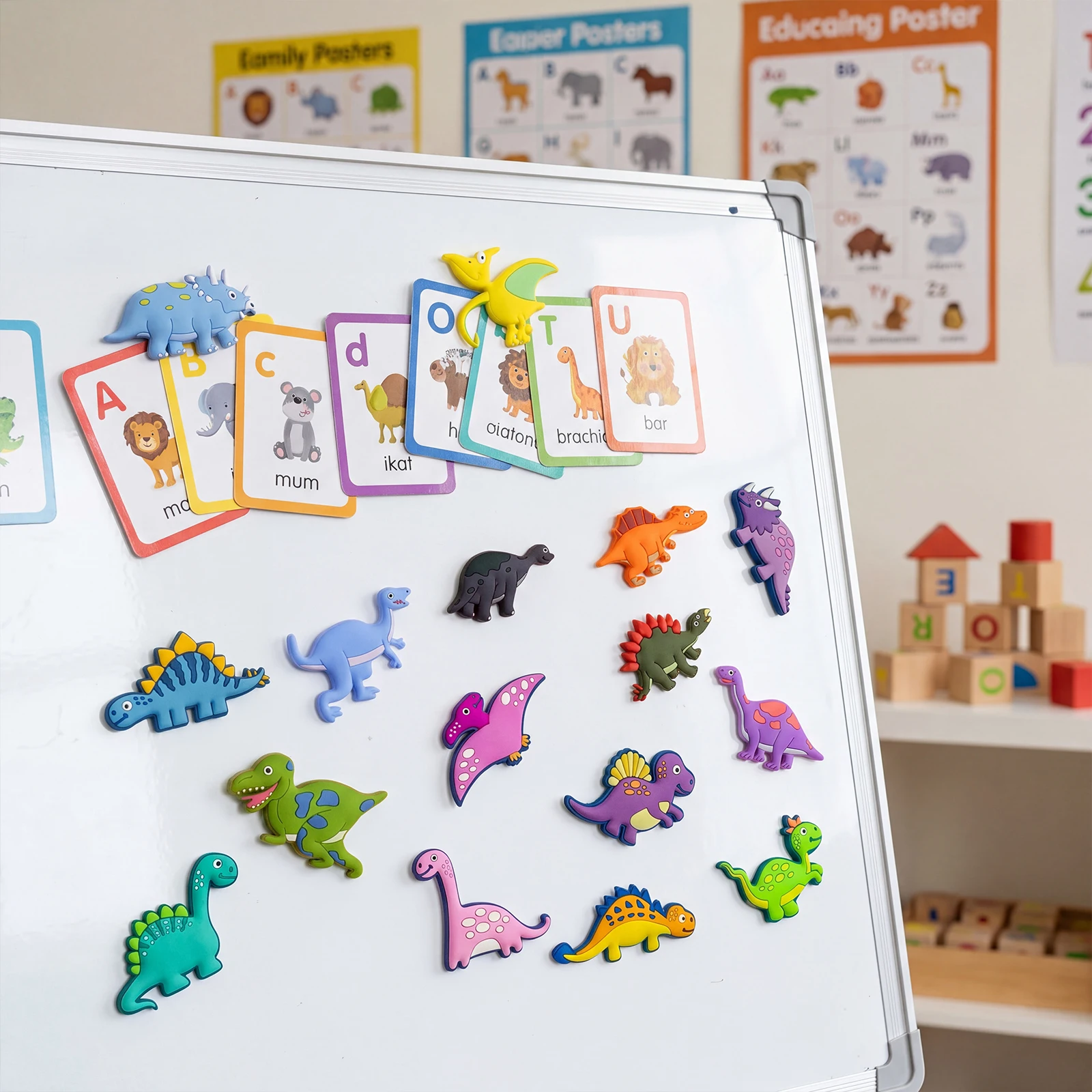 24PCS Style PVC Dinosaur Refrigerator Decorations Funny Animal Magnet Set Kawaii Home Room Decoration Supplies for Office Fridge