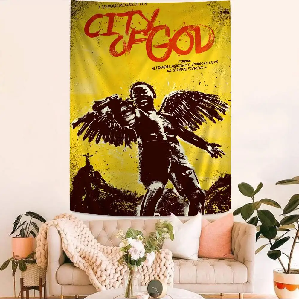 Movie City of God Anime Tapestry Hippie Flower Wall Carpets Dorm Decor Wall Hanging Home Decor