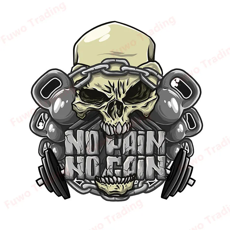 No Pain No Gain Car Sticker Vinyl Window Off-road Trunk Decoration Funny Fitness Sign Car Window Bumper Motorcycle Stickers