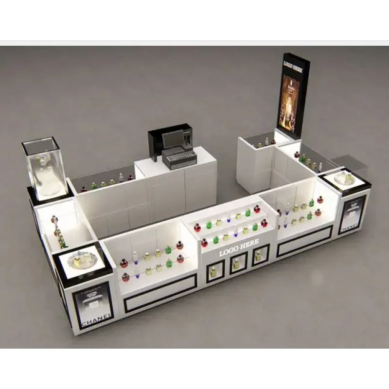 

2025customized.Hot sale perfume showcase perfume store display cabinet furniture with led light island shop modern perfume kiosk