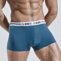 Men's Solid Color Ice Silk Breathable Boxer Panties Shorts Seamless Soft Underpants Elastic Waistband Sexy Lingerie for Man