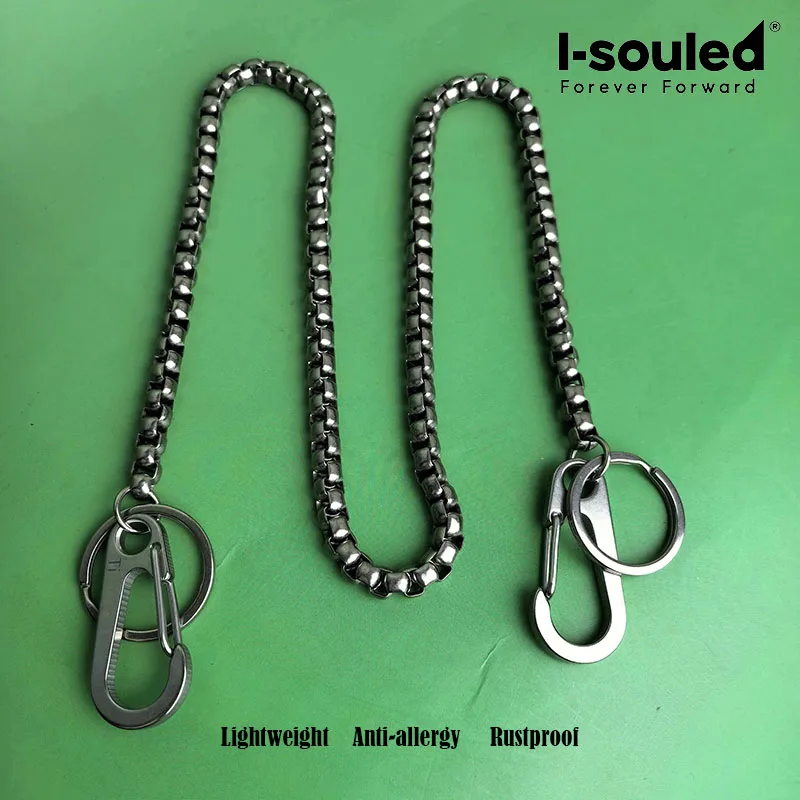TA1 high-quality titanium box chain keychain 45mm stone washed keychain double-layer circle Single layer circle 1.5mm (11.5mm)