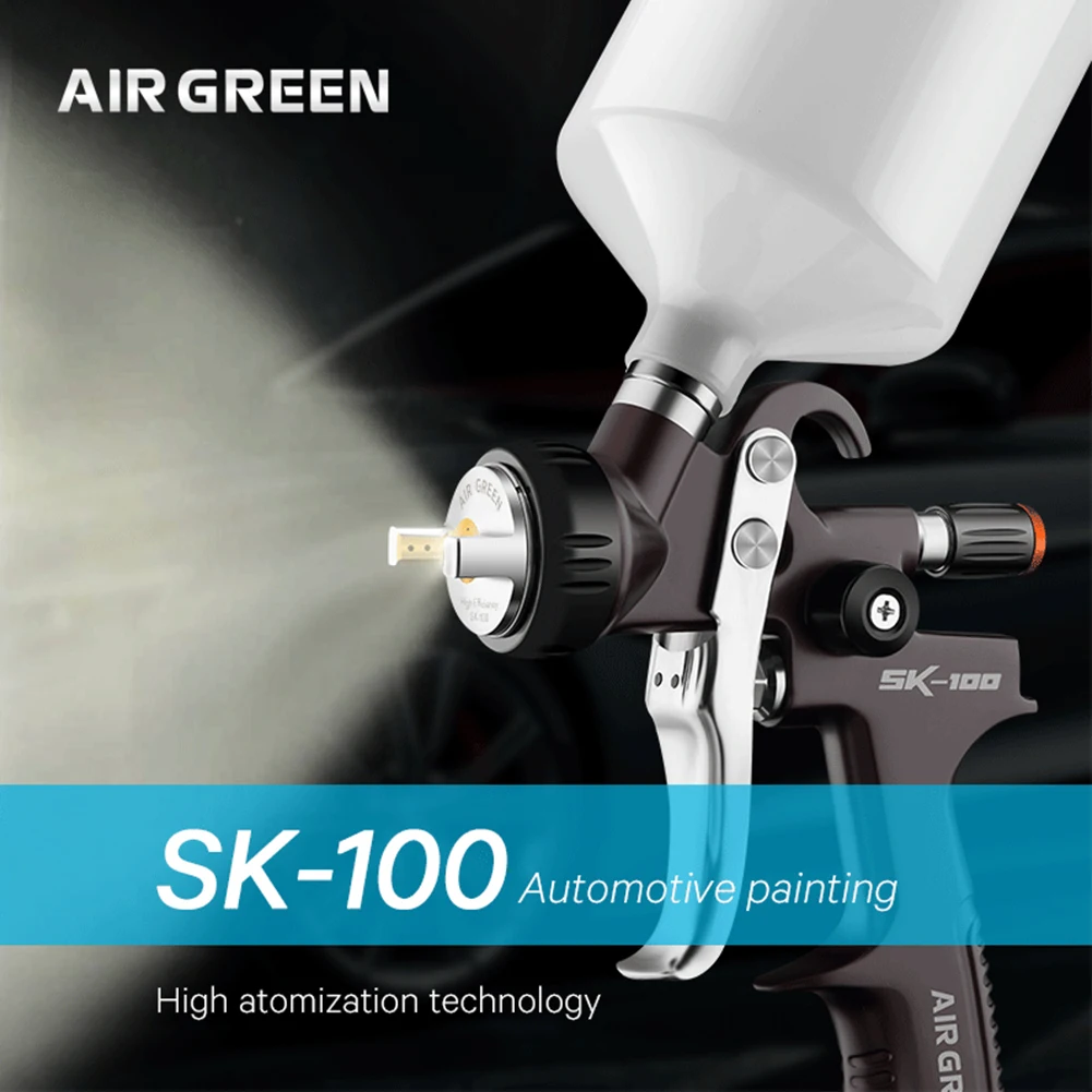 SK100 Gravity Spray Gun HVLP Pneumatic Air Paint Spray Machine High Atomization Adjustable 600ml for Car Primer Surface Spraying