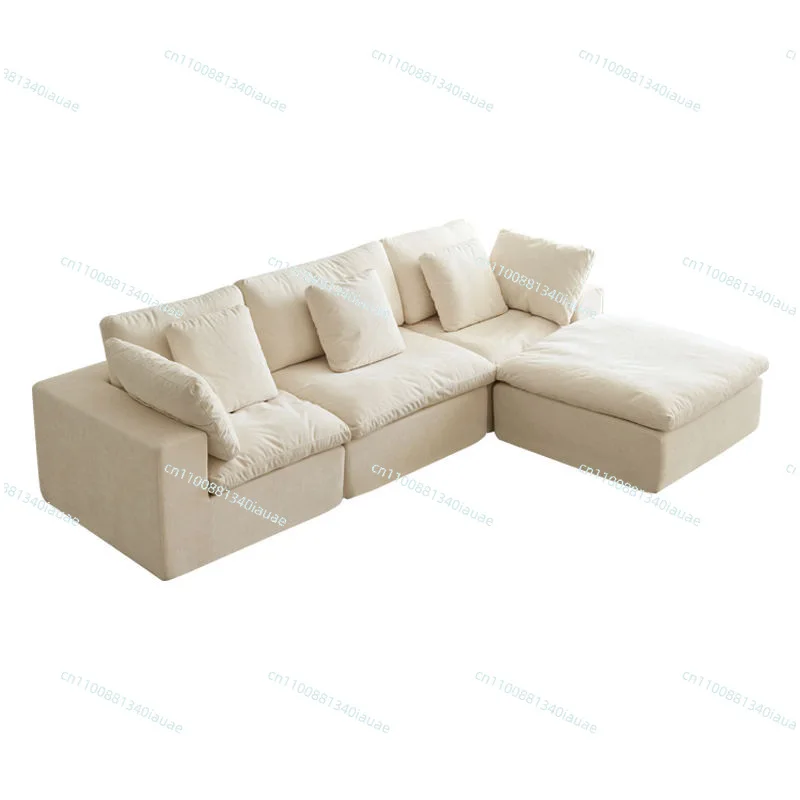 

Sponge Sofa Straight Row White Cream Soft Cloud Fabric Living Room Combination Home Sofa