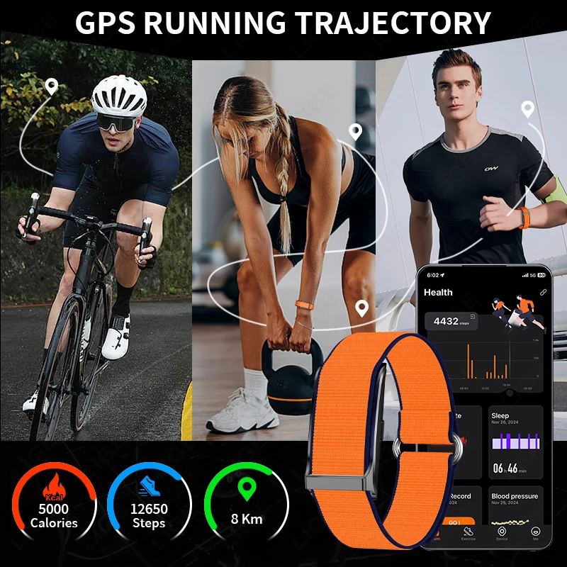 LIGE Smartband Nylon Smart Bracelet Heart Rate Health Monitor Pedometer Sports Fitness Tracker for Men Women Electronic Bracelet