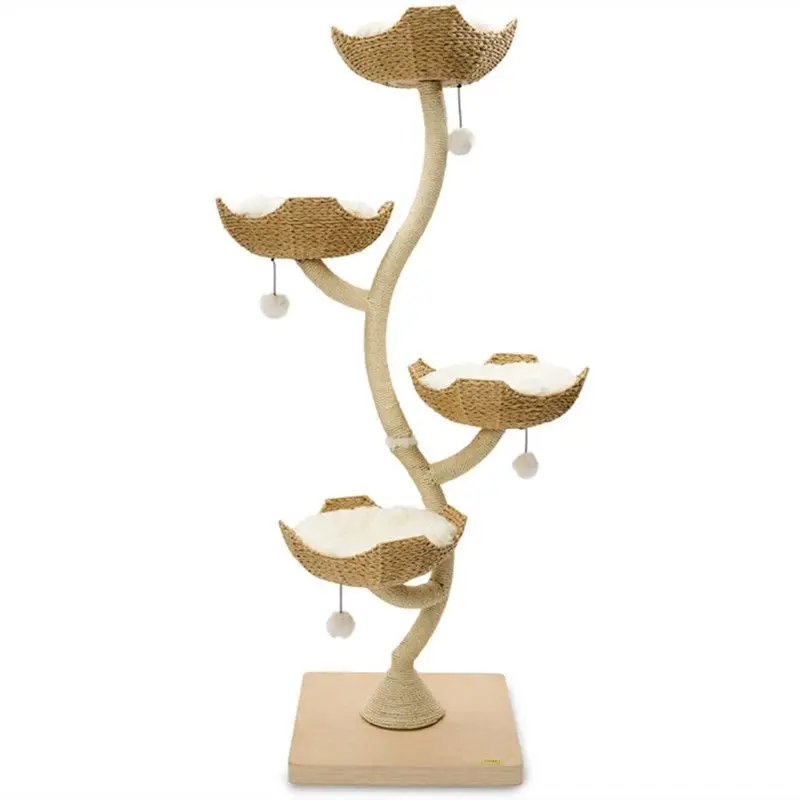 Flower Tree Cat Climbing Frame Scratching Platform More Cat Nest Tree Pet Pillar Tree Toy Claw Frame Household Decoration