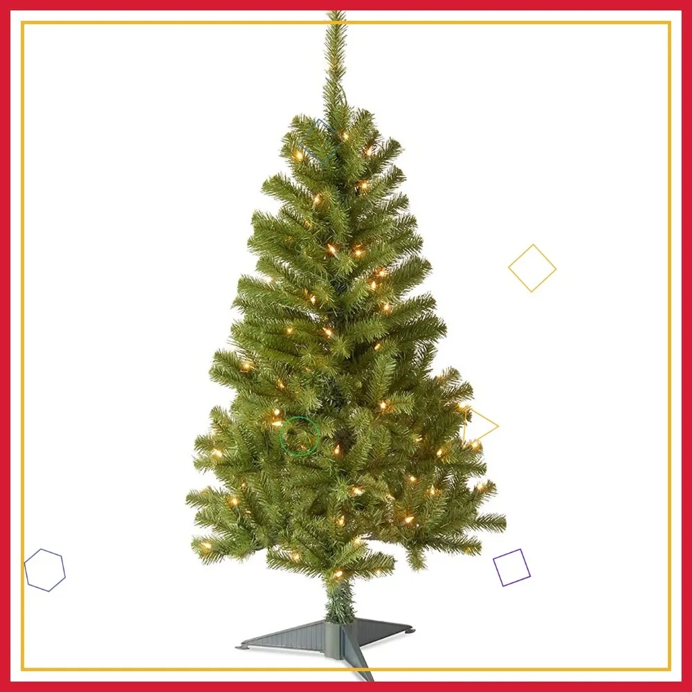 Искусственная рождественская елка с предварительной подсветкой, 4 фута, 100 прозрачных огней, 230 советов, в комплект входит подставка для простой настройки
