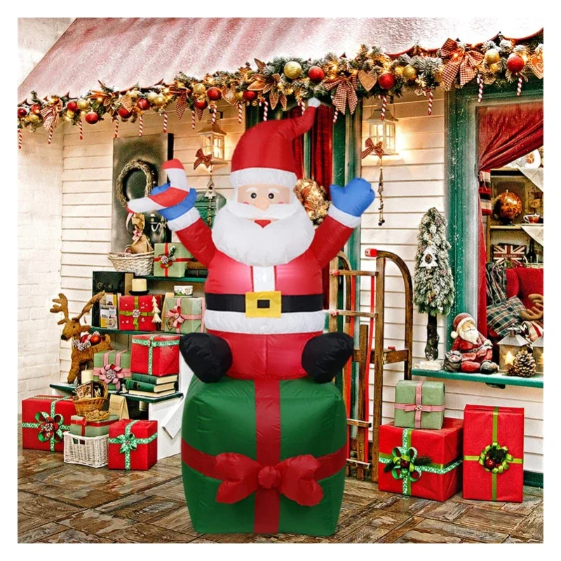 New Christmas Santa Claus Inflatable Decoration for Home Outdoor Xmas Elk Pulling Sleigh Snowman Decor Yard Garden Party Arch