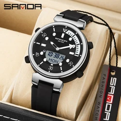 Fashion Sanda Top Luxury Brand Men's Watch Sport Waterproof Watches Dual Time Display Quartz Wristwatches Led Digital Electronic