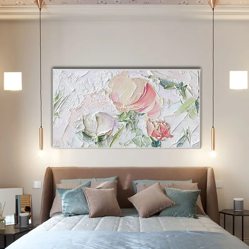 رسمت باليد النفط اللوحة الفاوانيا زهرة مطعم ضوء الفاخرة اللوحة الزخرفية الشرفة جدارية عمودية أريكة غرفة المعيشة