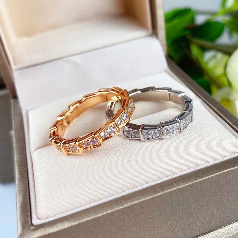 

Classic Hot Selling 925 Sterling Silver Zircon Snake Bone Ring for Women's Simple Fashion Luxury Couple Jewelry