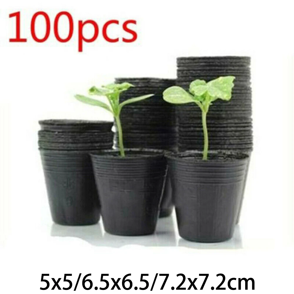 Plastic Plant Pot Set 100 pcs for Transplanting and Growing Young Plants with Stable Base