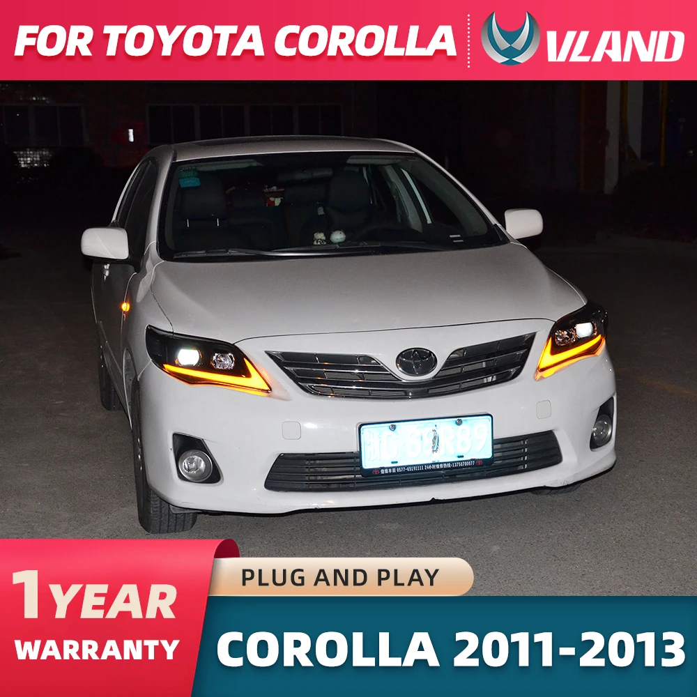 VLAND Led Daytime Running Light For Toyota Corolla 2011 2012 2013 Auto DRL Headlight Front Cover Fog Lamp Car Accessorie