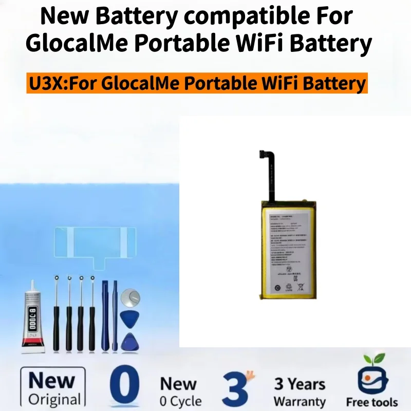 New Battery Compatible For GlocalMe Portable WiFi Battery 3000mAh U3X Batteries + Free Tools