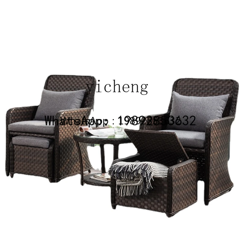 Balcony Leisure Table and Chair Outdoor Rattan Chair Three-Piece Indoor Living Room Leisure Chair Small Sofa