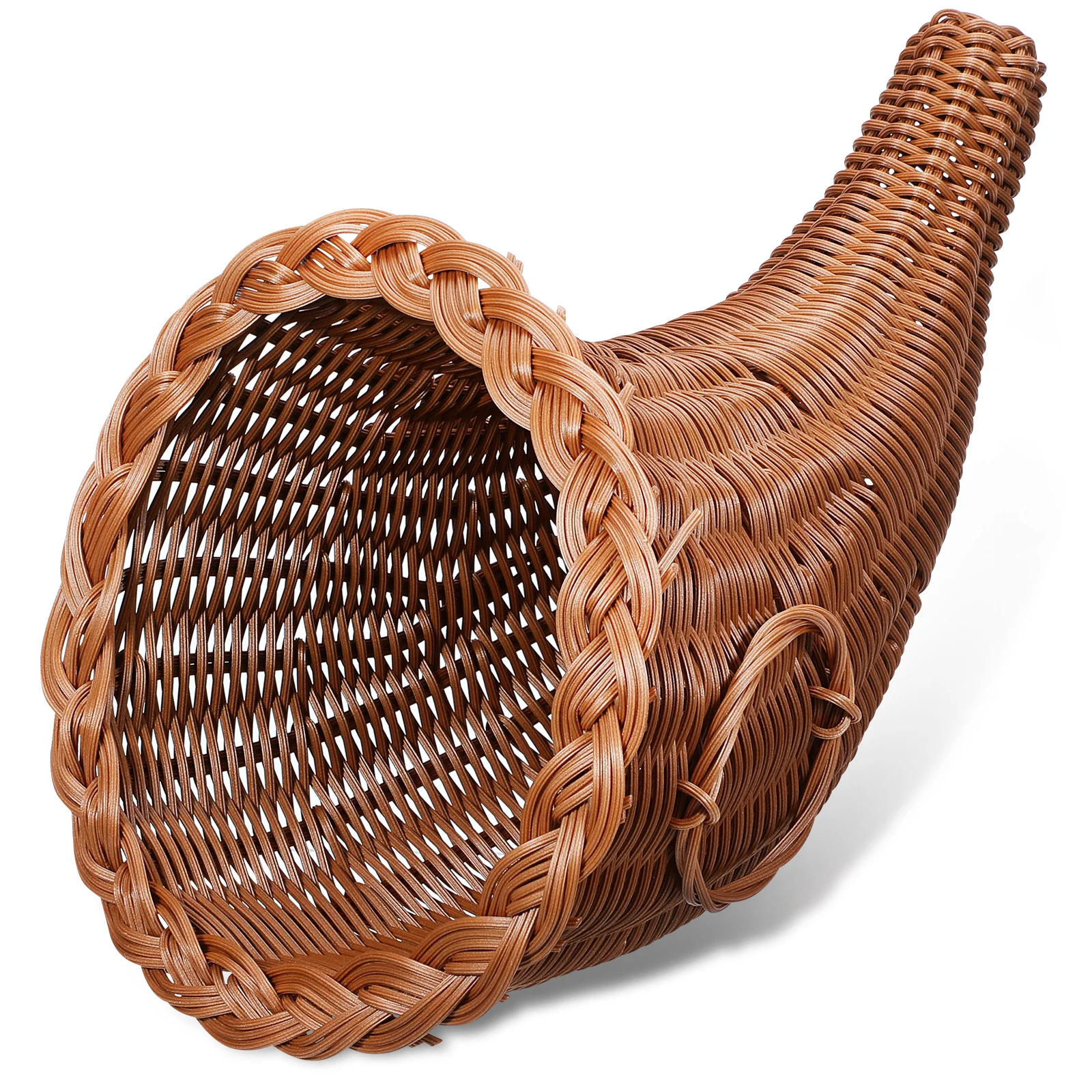 

Small Cornucopia Woven Basket Bread Serving Dessert Storage Decorative Tabletop Organizer Cornucopia Basket Food Holder