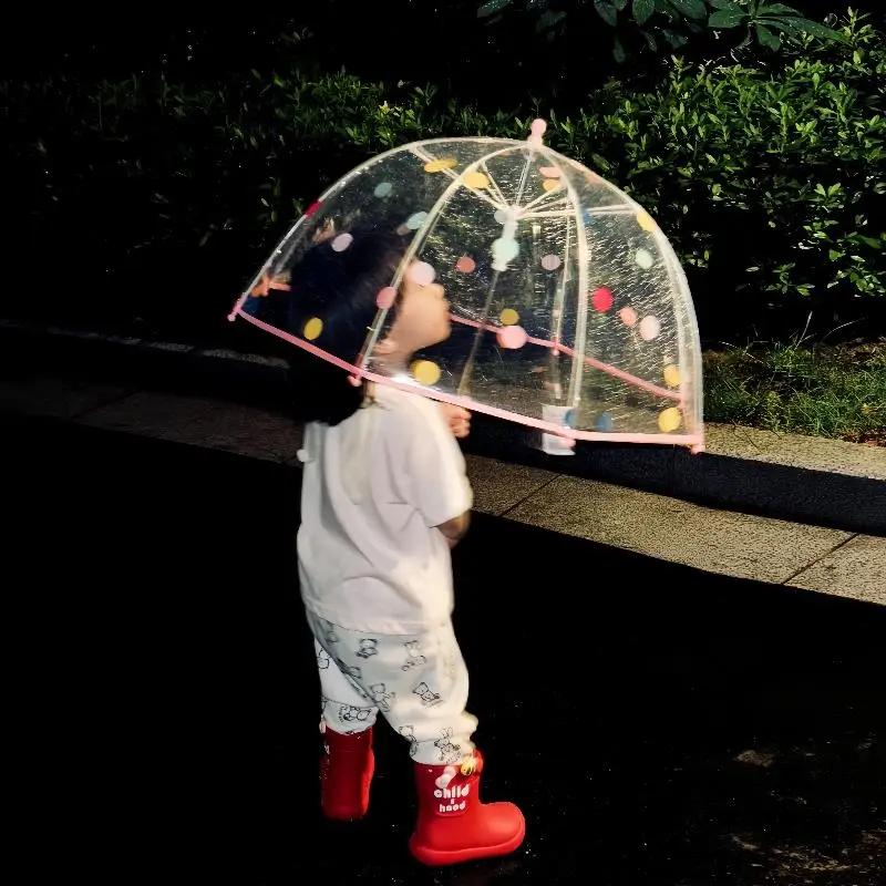 

Polka Dot Children's Umbrella Long Handle Transparent Arch aped School Special M Fem Students Upcoming 2025 New Design