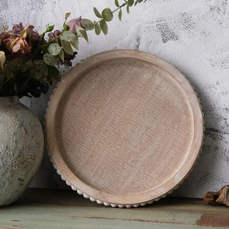 Round Catchall Tray with Structure for Dresser Display, Tabletop Storage and Small Item Holding Space Home 87HA
