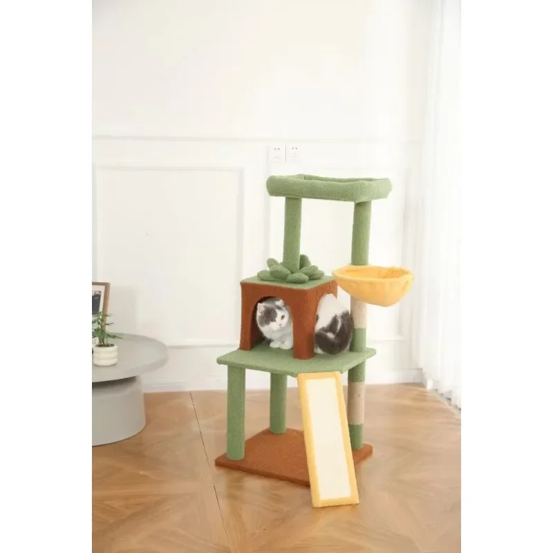 Space-saving compact cat tower sisal, small family apartment, indoor cat rest and play