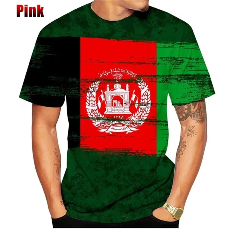 Summer New Style Afghanistan Flag 3D Printing T-shirt Men\'s And Women\'s Clothing O Neck Short Sleeve Tops Streetwear T Shirt Tee