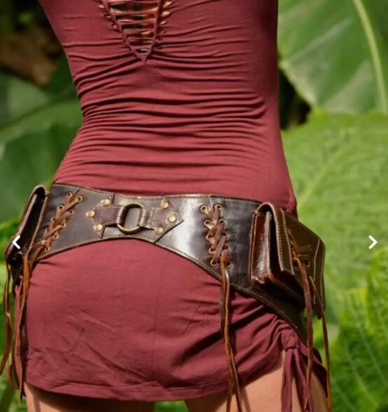 Steampunk ผู้หญิง Fanny Pack กระเป๋าเดินทางกลางแจ้งเข็มขัดปรับยุคกลางหนังยูทิลิตี้ Hip เข็มขัด Handmade ขาต้นขากระเป๋า