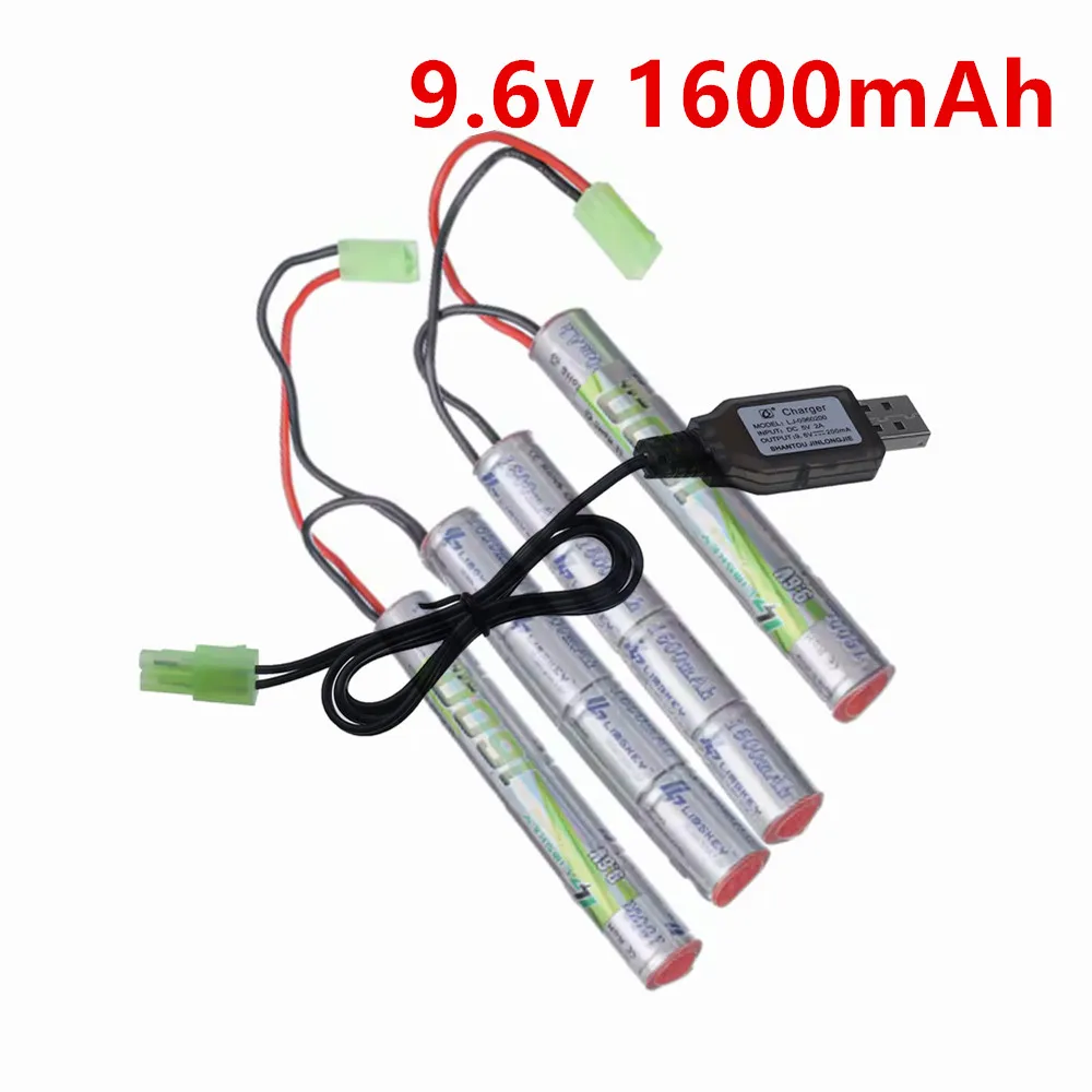8S Butterfly NunChuck NIMH 2/3A 9.6v 1600mAh Battery Pack with Mini Tamiya Connector for Airsoft Guns MP5 M4 G36C M110 SR25 M249