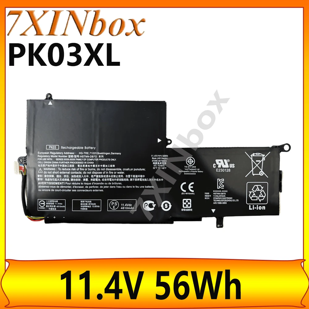 7XINbox PK03XL 11.4V 56Wh Laptop battery for HP Spectre 13 Pro x360 G1 G2 13-4000 HSTNN-DB6S series