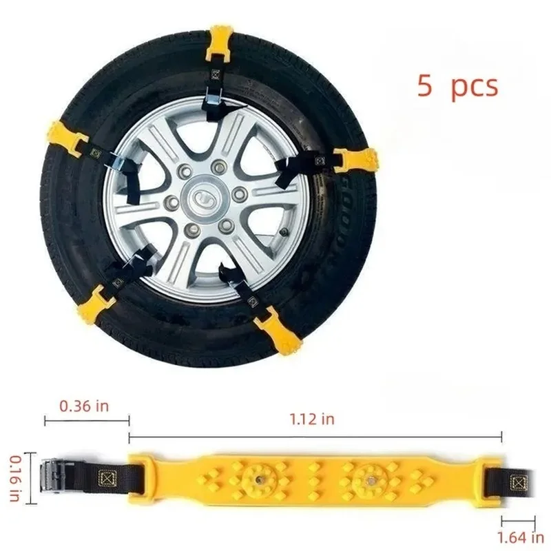 5 PCS Car Snow Widened Tire Anti Slip Chain Universal Type Beef Tendon Thickened