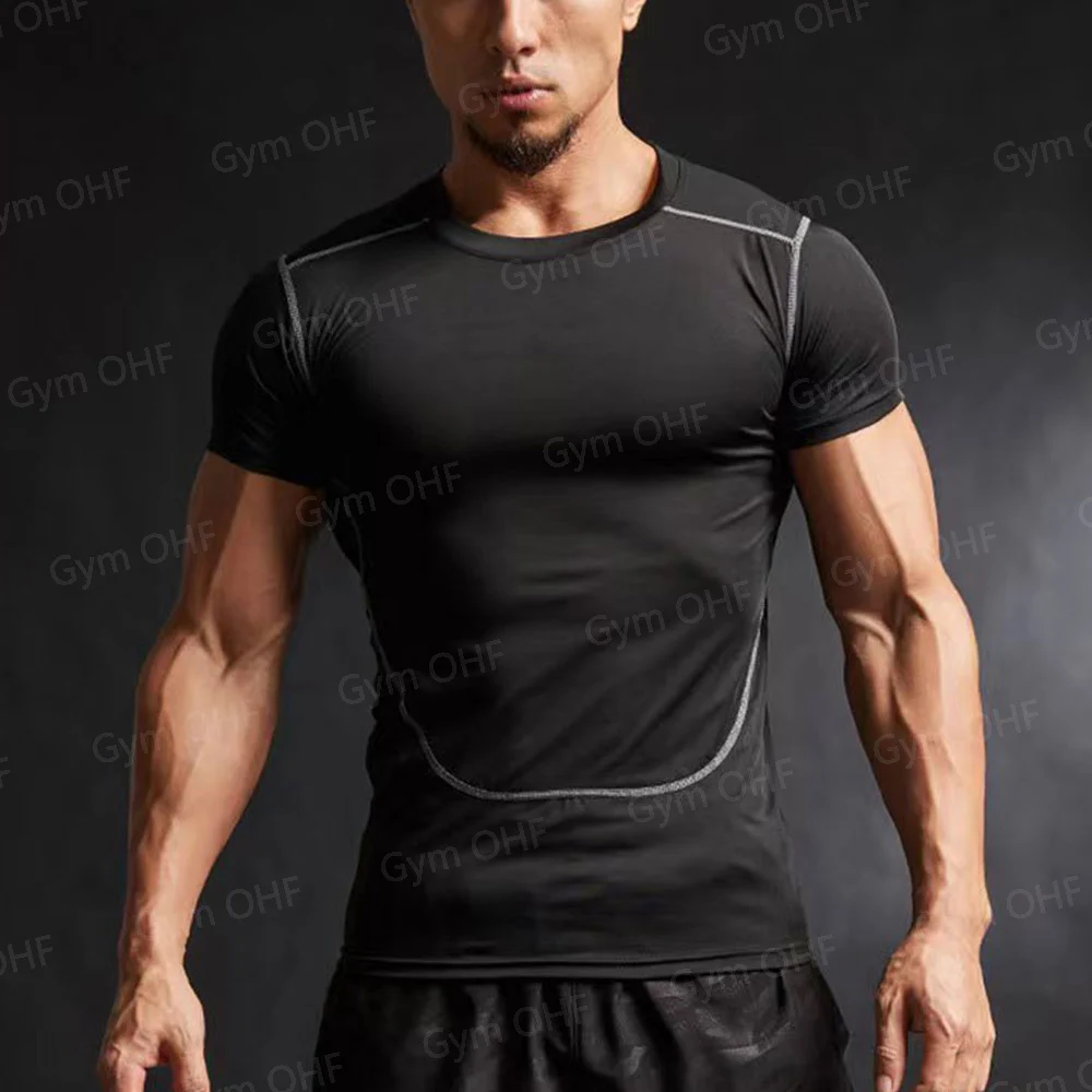 Kompression T Shirt Mann Quick Dry Lauf Gym Fitness Enge Sportswear Sommer Atmungsaktive Spinne Kurzarm T Shirt Männer 2099 – Detail 32